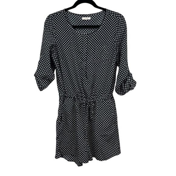 Ann Taylor Loft Romper Floral Roll‎ Tab Sleeves Tie Waist Pockets Women Size 4 - Picture 1 of 5